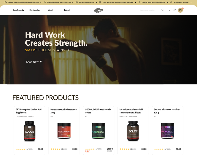 Hard Work Creates Strength ecommerce project
